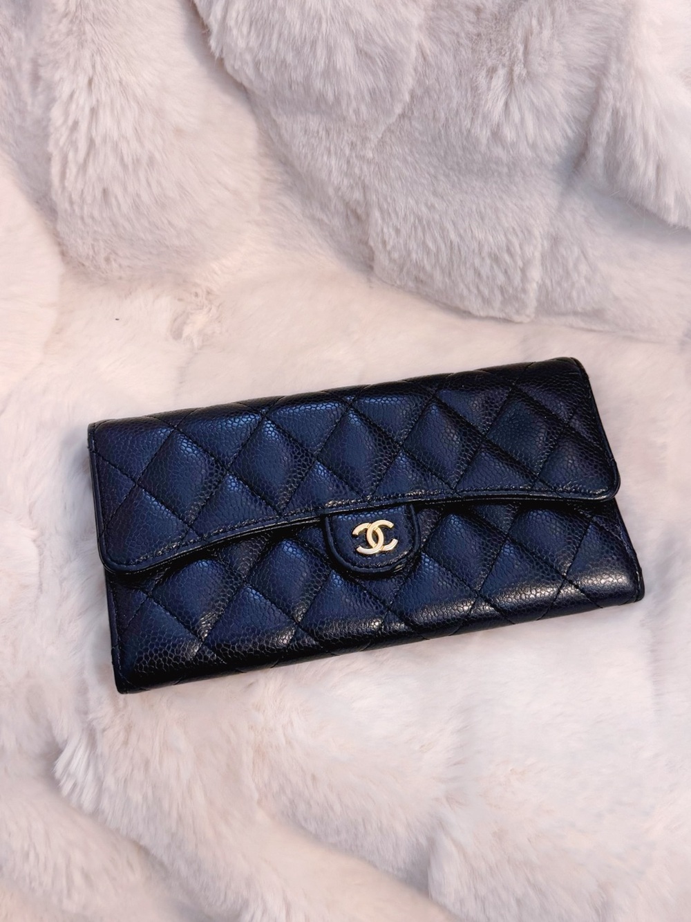 Chanel Black Caviar Classic Long Flap Wallet